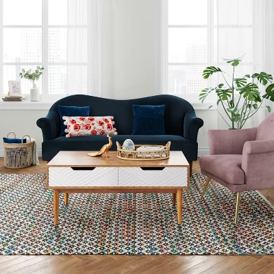 7'x10' Striped Diamond Woven Area Rug Blue - Opalhouse™ 4 7'x10' Striped Diamond Woven Area Rug Blue - Opalhouse™ - Image 2