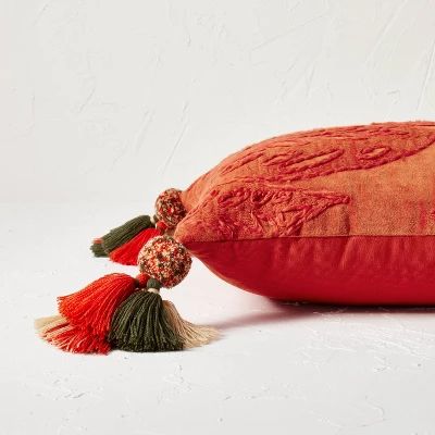 14"x20" Oblong Embroidered Leaf Pattern Accent Pillow Rust - Opalhouse™ Designed With Jungalow™ 4 14"x20" Oblong Embroidered Leaf Pattern Accent Pillow Rust - Opalhouse™ Designed With Jungalow™ - Image 2