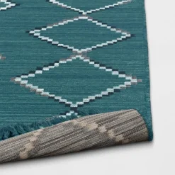 7' X 10' Soft Moroccan Woven Tapestry With Double Knot Fringe Outdoor Rug Teal - Opalhouse™ -Opalhouse™ GUEST 3a15645d 40e3 4c67 92df d55f6ad30a10 1