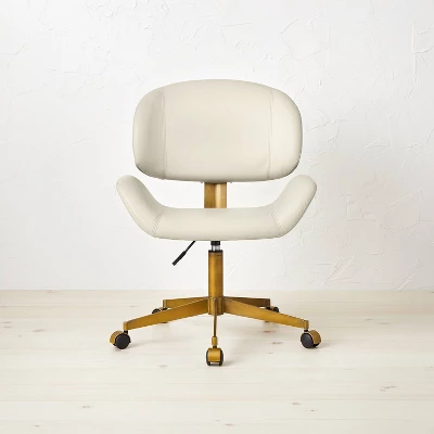 Mahonia Faux Leather Office Chair Cream/Aged Brass - Opalhouse™ Designed With Jungalow™ 4 Mahonia Faux Leather Office Chair Cream/Aged Brass - Opalhouse™ Designed With Jungalow™ - Image 2