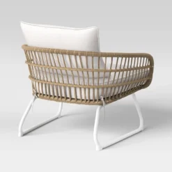 Southport Outdoor Patio Chair With Metal Legs, Club Chair Natural/White - Opalhouse™ -Opalhouse™ GUEST 85f574ff c7e7 4d01 b943 e6500f46c5aa