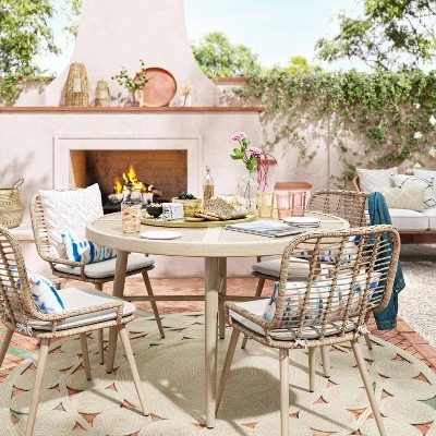 Leona 46" Round Crushed Bamboo Stamped Steel Top Patio Dining Table - Opalhouse™ 5 Leona 46" Round Crushed Bamboo Stamped Steel Top Patio Dining Table - Opalhouse™ - Image 3